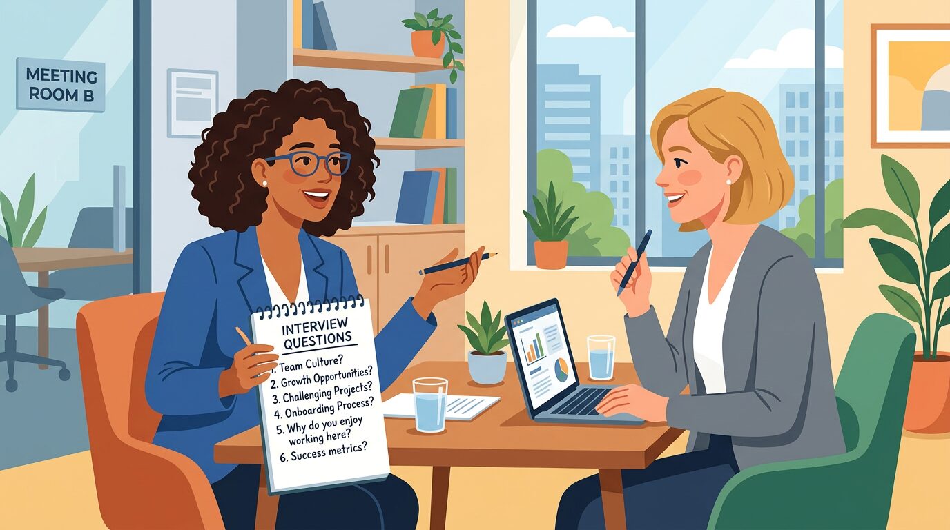 面接で逆質問する場面、質問リストのメモ