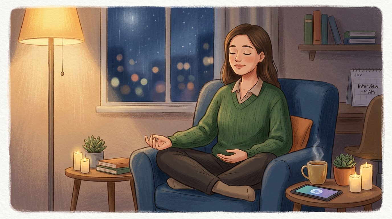 リラックスしている人、深呼吸のイラスト