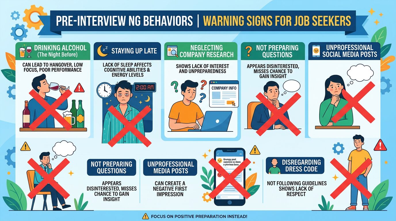 NG行動のイラスト、バツ印のついた行動リスト