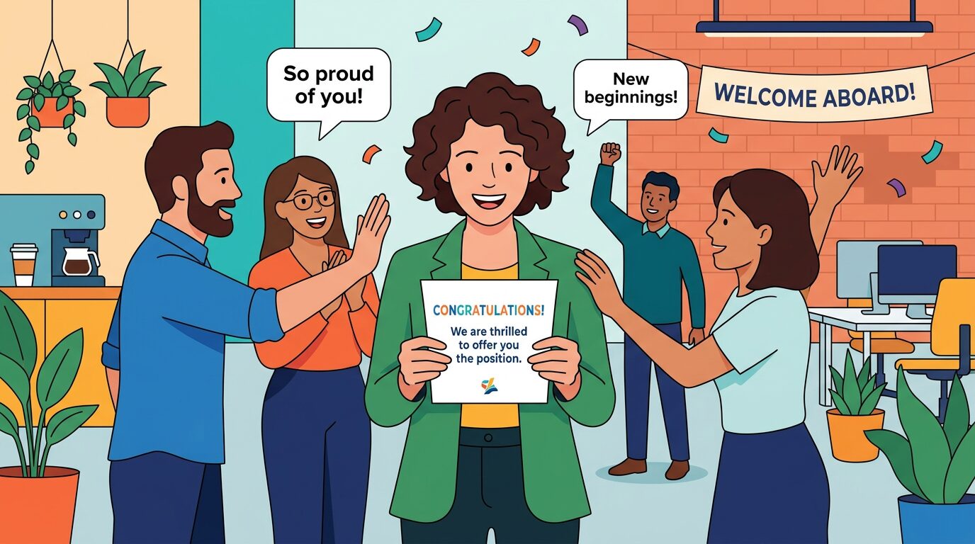 転職成功のイメージ、内定通知書を受け取る人