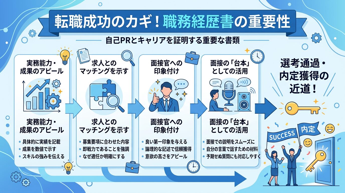 職務経歴書が転職成功のカギとなる理由のイメージ