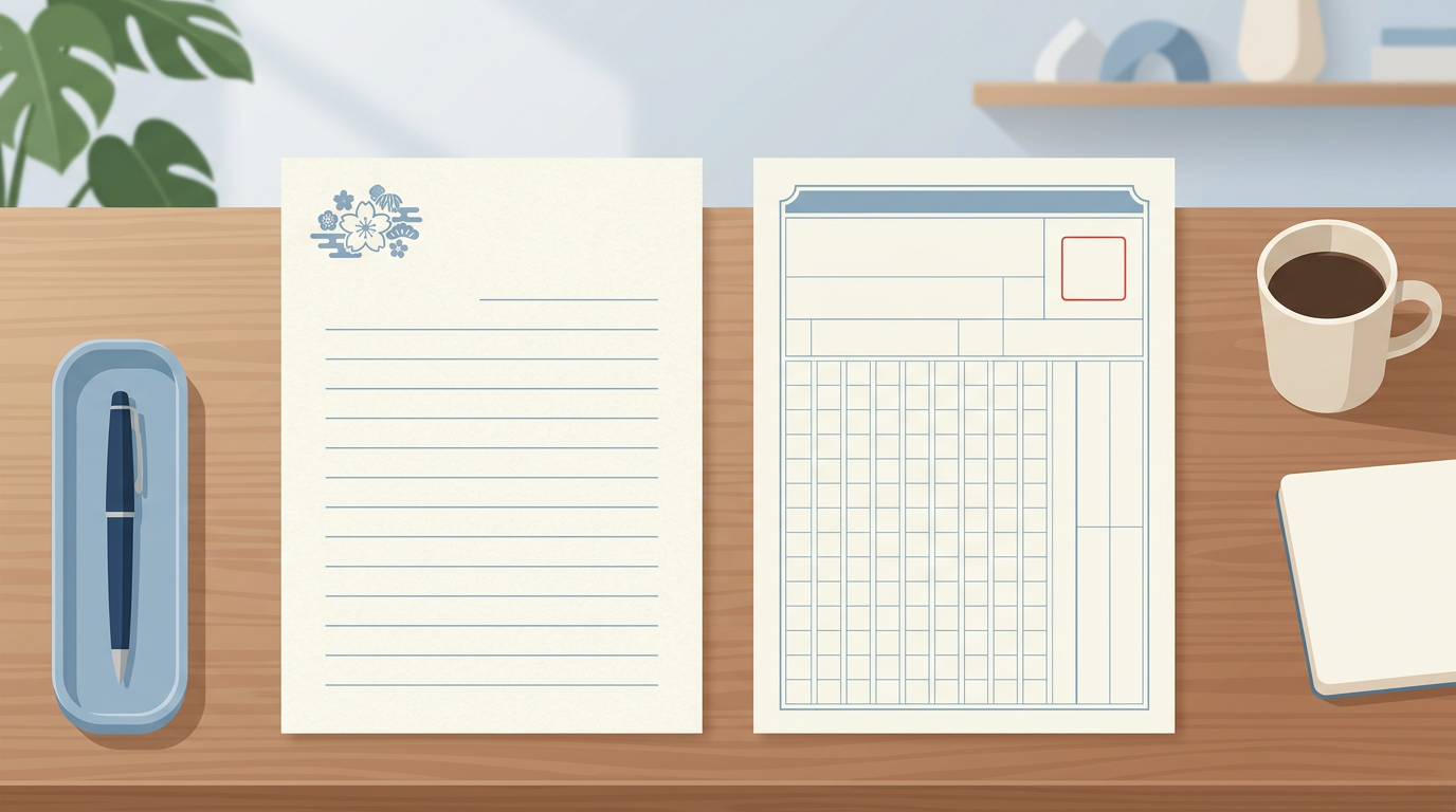 退職届と退職願の違いを示す書類のイラスト